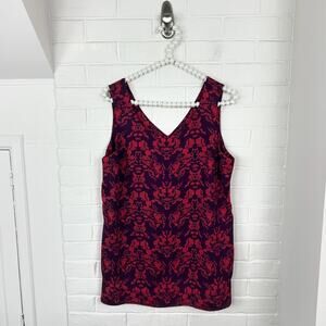 CABI Modern Cameo Magenta Face Figure Patterned Tank Top Size M